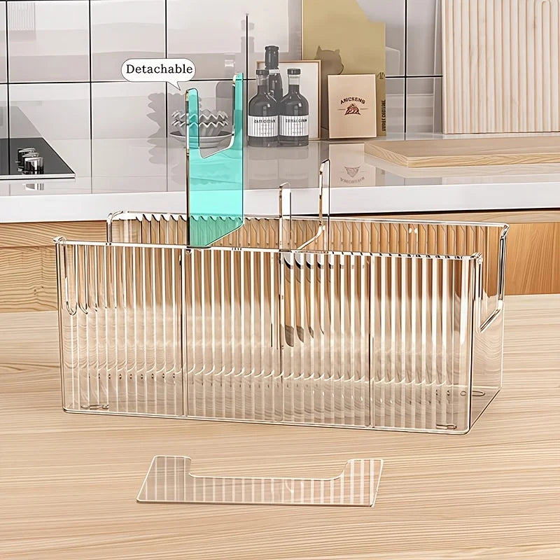 Clear Acrylic Pantry Storage Bin with Removable Dividers