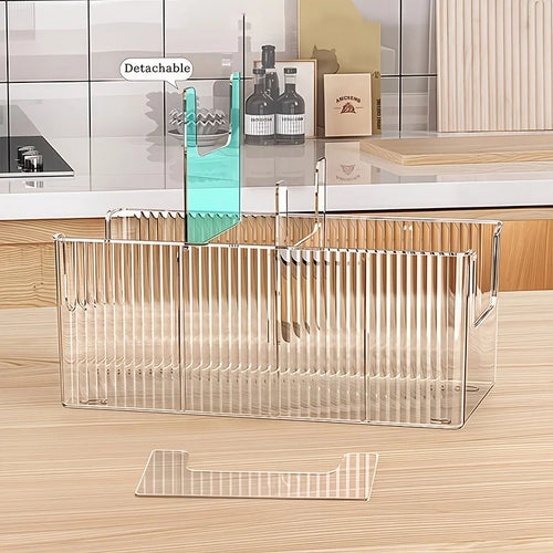 Clear Acrylic Pantry Storage Bin with Removable Dividers