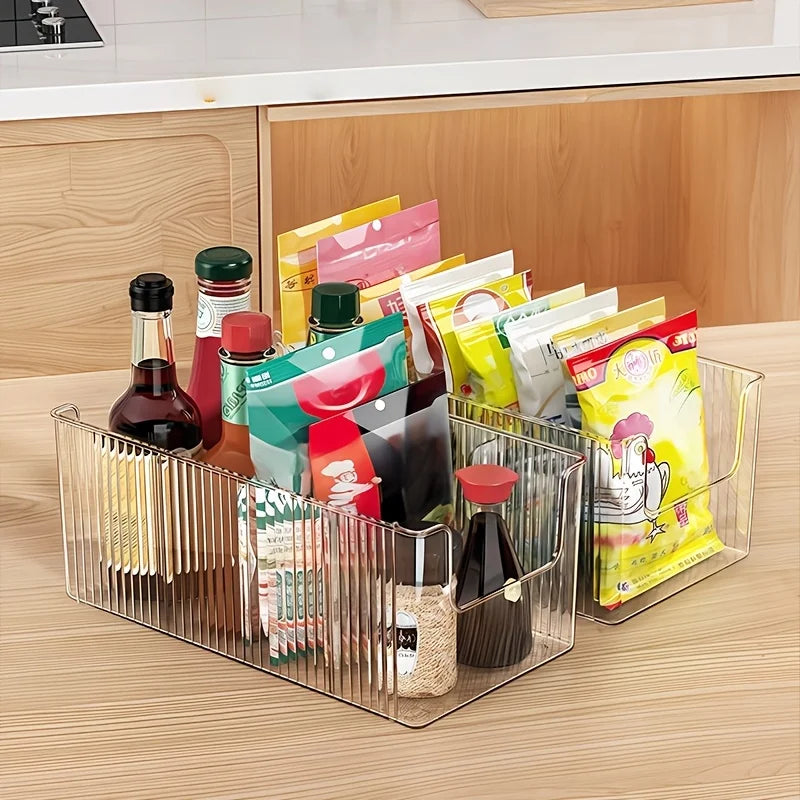 Clear Acrylic Pantry Storage Bin with Removable Dividers