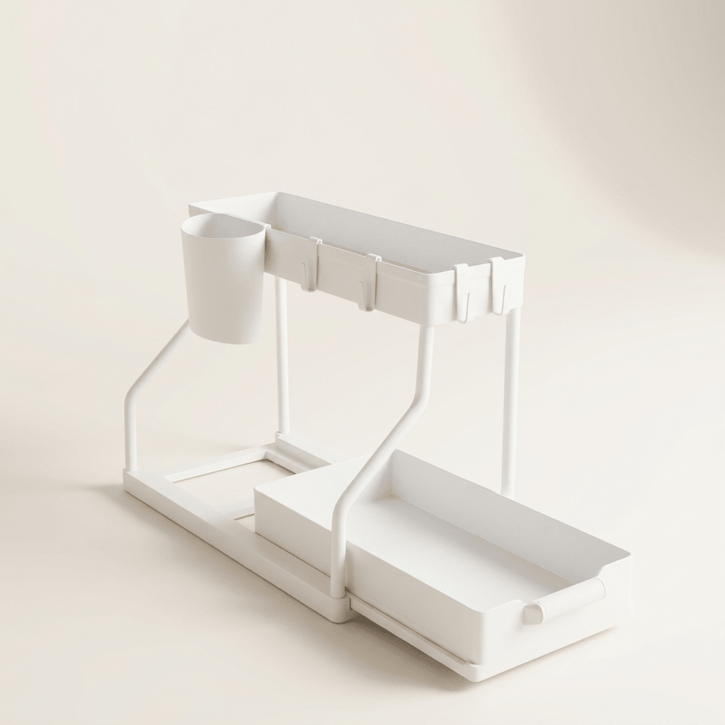 Tidyrow Under-Sink Organiser – 2-Tier Rack with Pull-Out Drawer for Kitchen & Bathroom