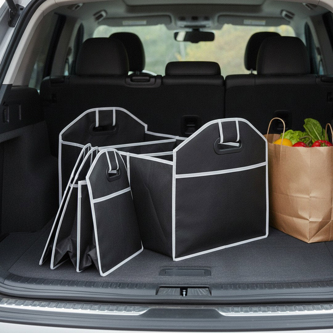 Tidyrow Collapsible Boot Organiser – Foldable Car Trunk Storage Box with Carry Handles