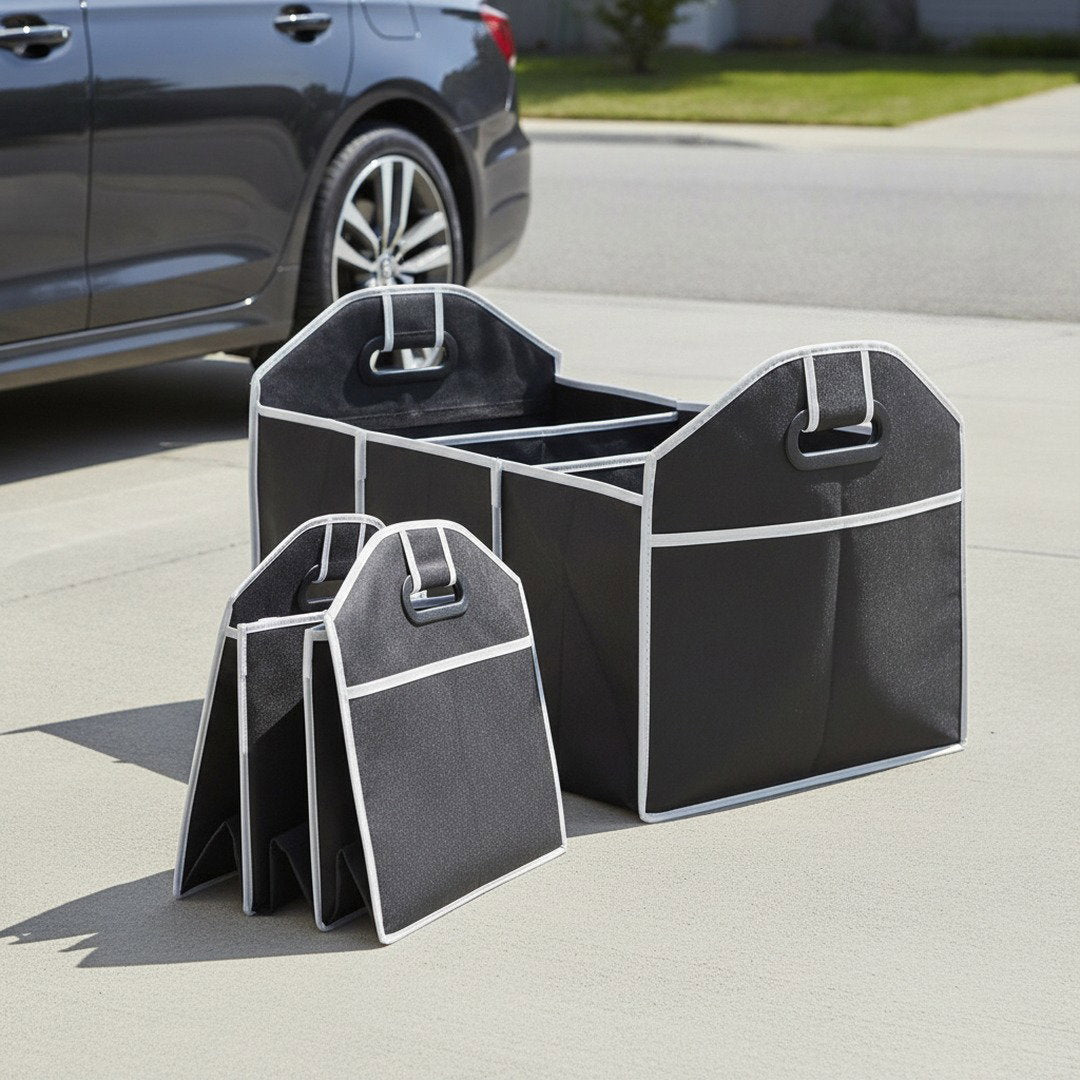 Tidyrow Collapsible Boot Organiser – Foldable Car Trunk Storage Box with Carry Handles