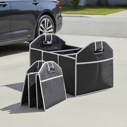 Tidyrow Collapsible Boot Organiser – Foldable Car Trunk Storage Box with Carry Handles