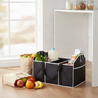 Tidyrow Collapsible Boot Organiser – Foldable Car Trunk Storage Box with Carry Handles