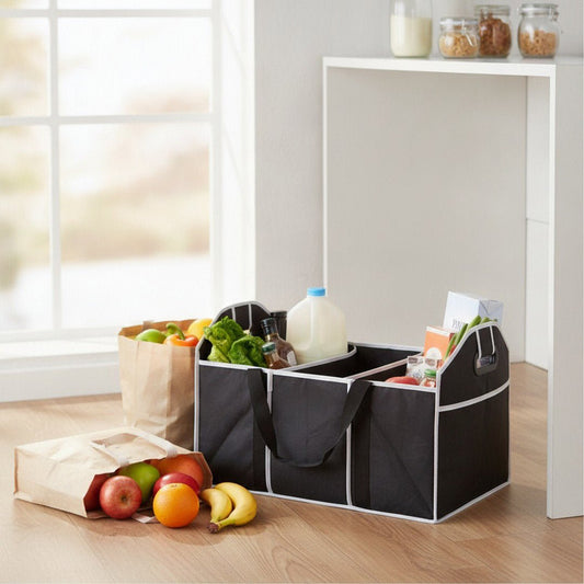 Tidyrow Collapsible Boot Organiser – Foldable Car Trunk Storage Box with Carry Handles